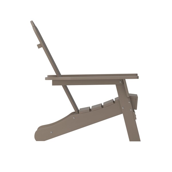 Flash Furniture Brown Adirondack Patio Chair with Cupholder - LE-HMP-1044-10-BR-GG