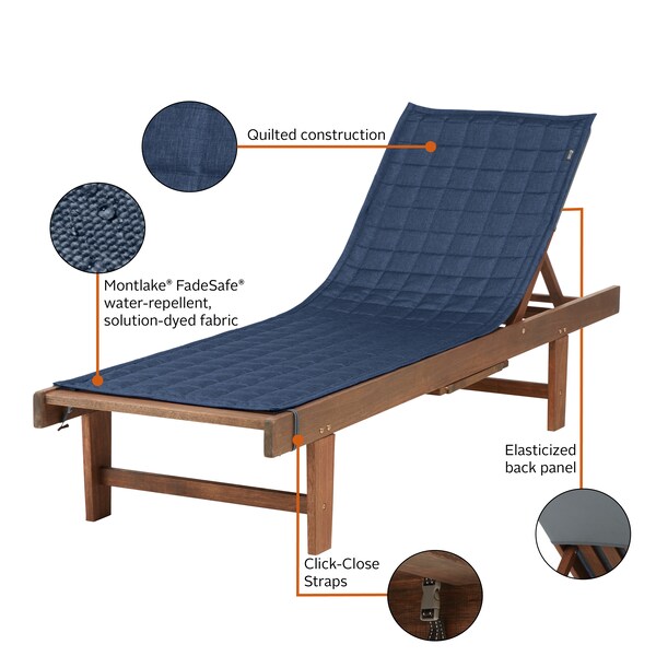 Classic Accessories Montlake Heather Indigo Patio Chaise Slipcover, Heather Indigo, 80"x26" - 56-021-055501-RT