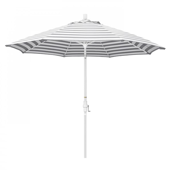 California Umbrella Patio Umbrella, Octagon, 101" H, Olefin Fabric, Gray White Cabana Stripe - 194061027196