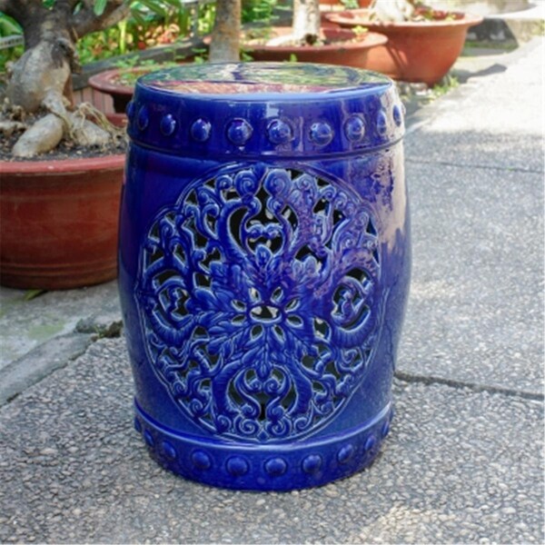 International Caravan Isfahani Garden Stool, Navy - SLG-8200-NV