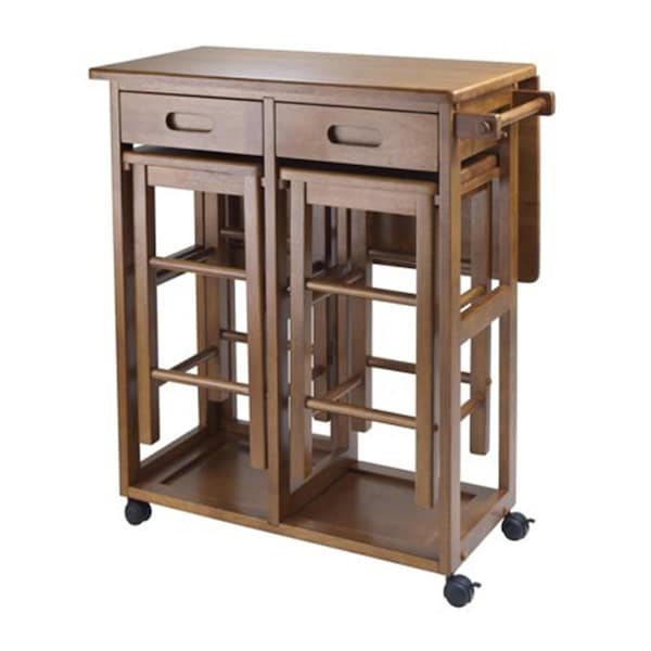 Ornatus Outdoors 29.61 x 29.13 x 32.76 in. Teak Suzanne Space Saver Set - 3 Piece - OR1806624