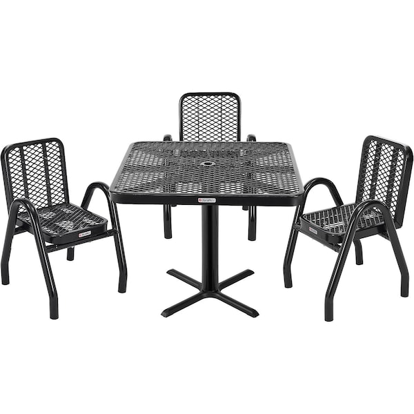 Global Industrial Outdoor Dining Set, 36in Square x 29inH Table & 4 Chairs, Black - 348119BK