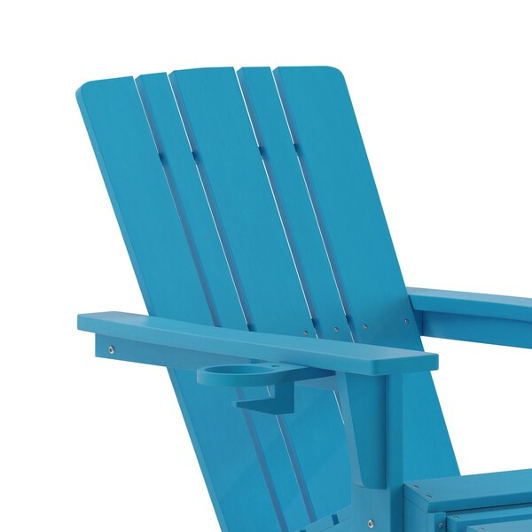 Flash Furniture Blue Adirondack Chair with Ottoman and Cupholder - LE-HMP-1045-110-BL-GG