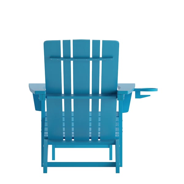 Flash Furniture Blue Adirondack Chair with Ottoman and Cupholder - LE-HMP-1045-110-BL-GG