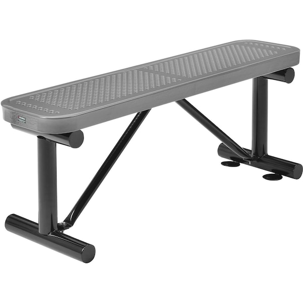 Global Industrial 48L Outdoor Steel Flat Bench, Expanded Metal, Gray - 695741GY