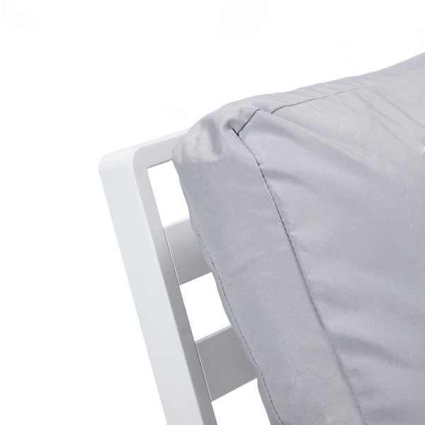 Leisuremod Walbrooke Modern Outdoor Patio Loveseat, White Aluminum Frame and Removable Cushions, Light Grey - WW-57-27LGR
