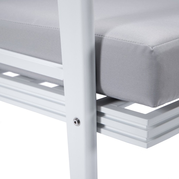 Leisuremod Walbrooke Modern Outdoor Patio Loveseat, White Aluminum Frame and Removable Cushions, Light Grey - WW-57-27LGR