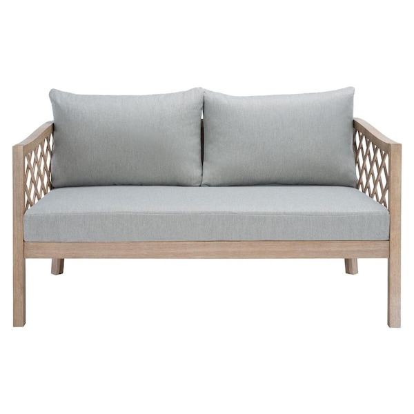 Safavieh Fiji Wood Patio Sofa; Darrk Brown & Beige - CPT1037A