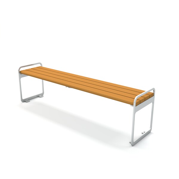 Frog Furnishings Cedar 6' Plaza Backless Bench with Silver Frame - PB 6CEDSFPLZBAC