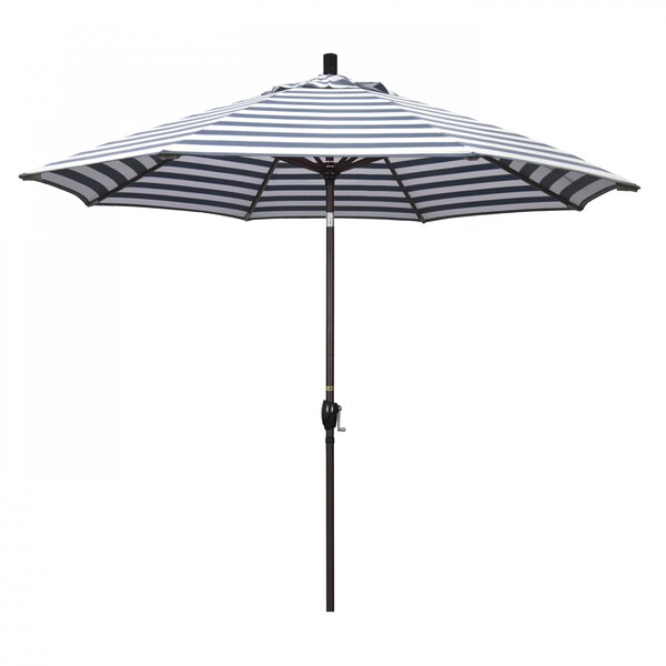 California Umbrella Patio Umbrella, Octagon, 101" H, Olefin Fabric, Navy White Cabana Stripe - 194061033487