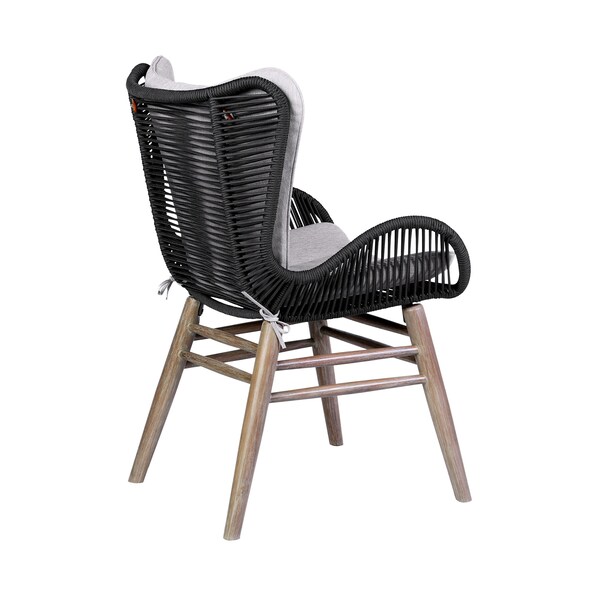 Armen Living Sydney and Fanny 5 Piece Outdoor Patio Dining Set in Light Eucalyptus Wood Gray Cushions - 840254335981