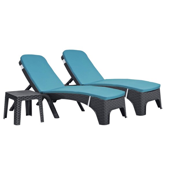 Rainbow Outdoor Roma 3-Piece Chaise Lounger Set w/cushion-Anthracite - RBO-ROMA-ANT-3CL-CUSH-TEA