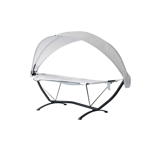 Blue Wave Sea Breeze Luxury Steel Frame Lounger with Canopy, Champagne - NU6911