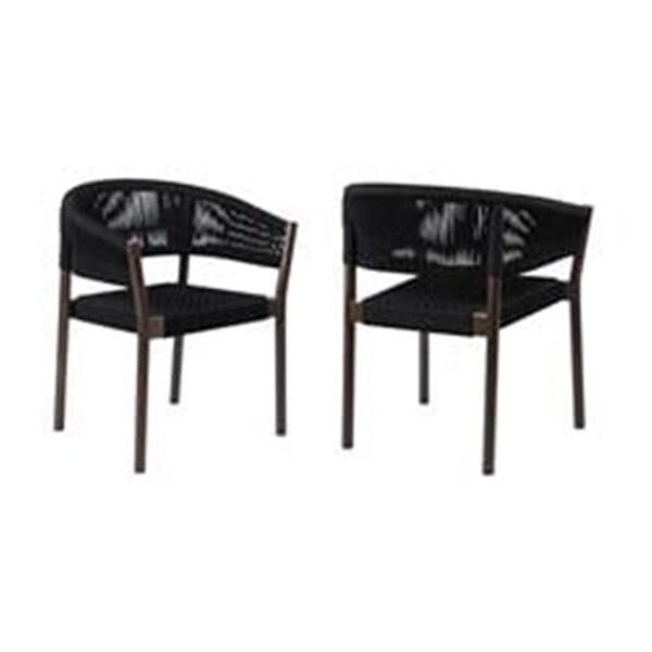 Seatsolutions Doris Indoor outdoor Dining Chair in Dark Eucalyptus Wood with Black Rope - Set of 2 - SE2758114