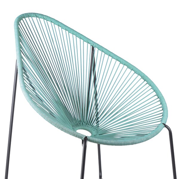 Armen Living Acapulco Indoor Outdoor Steel Papasan Lounge Chair with Wasabi Rope - LCACSIWSB