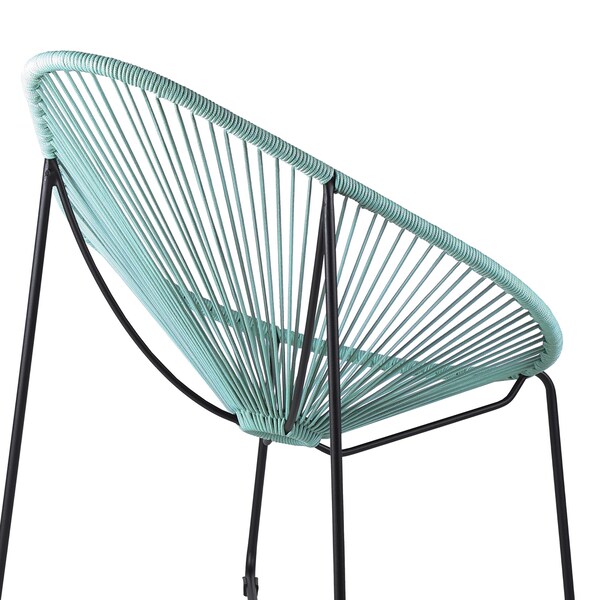 Armen Living Acapulco Indoor Outdoor Steel Papasan Lounge Chair with Wasabi Rope - LCACSIWSB