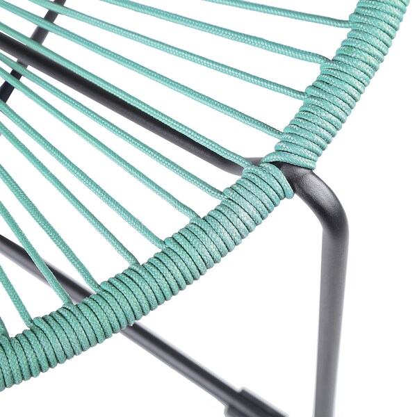 Armen Living Acapulco Indoor Outdoor Steel Papasan Lounge Chair with Wasabi Rope - LCACSIWSB