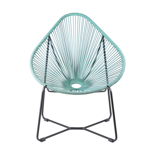 Armen Living Acapulco Indoor Outdoor Steel Papasan Lounge Chair with Wasabi Rope - LCACSIWSB
