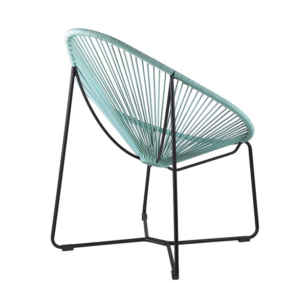 Armen Living Acapulco Indoor Outdoor Steel Papasan Lounge Chair with Wasabi Rope - LCACSIWSB