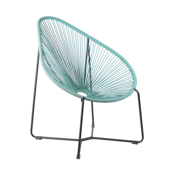 Armen Living Acapulco Indoor Outdoor Steel Papasan Lounge Chair with Wasabi Rope - LCACSIWSB