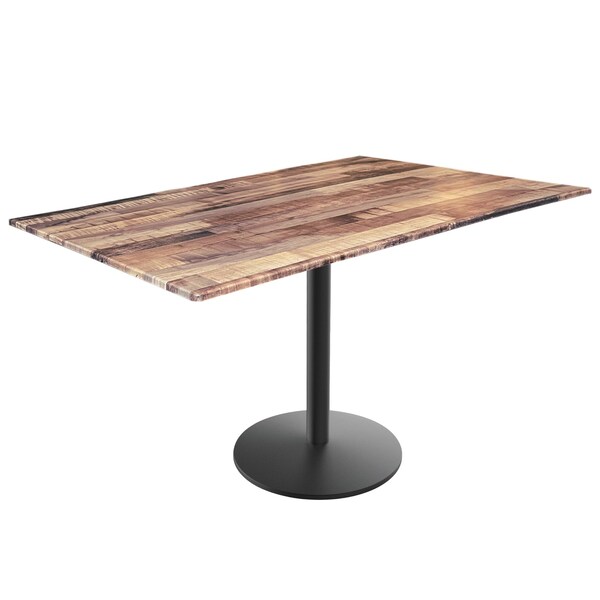 Holland Bar Stool Co 30 Tall OD214 Black Table Base w22 Diameter foot and 32x48 Rustic Top, IndoorOutdoor - OD214-2230BWODS3248RUSTIC
