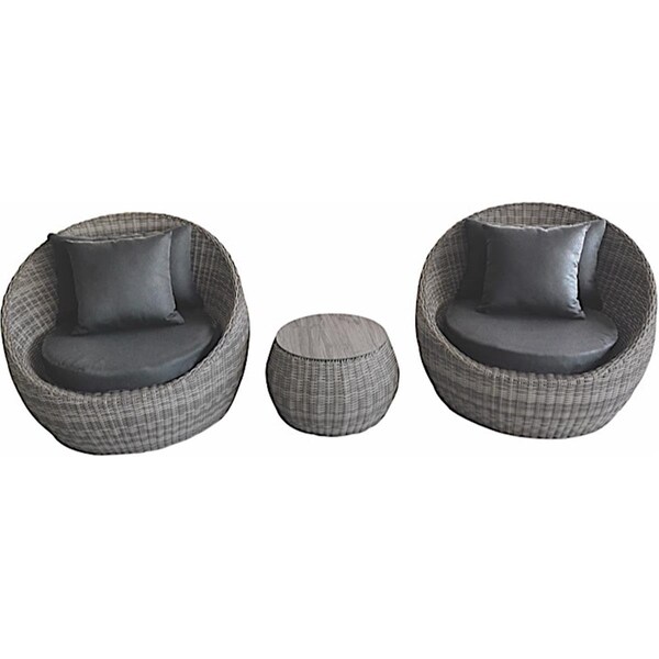 Allspace Furniture 3 Piece Wicker Barrel Set, Dark & Medium Gray - ASP450618PG