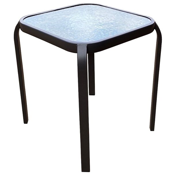 Seasonal Trends Side Table, 16 in W, 5 mm D, 18 in H, Steel Frame, Square Table, GlassSteel Table - 50617