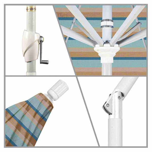 California Umbrella 7.5' White Aluminum Market Patio Umbrella, Sunbrella Gateway Mist - 194061338193