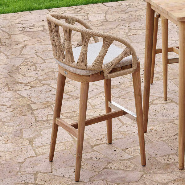 Skyline Design Krabi Barstool with Sunbrella Cushion - 24109-RNAT-CUSH
