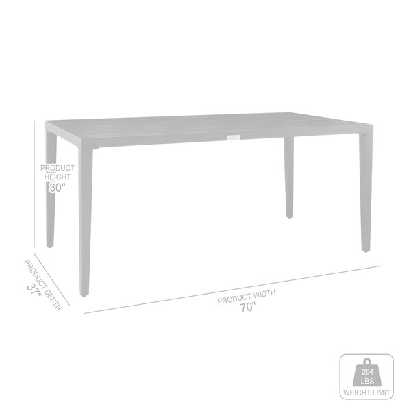 Armen Living Aileen Outdoor Patio Dining Table in Aluminum - 840254333215