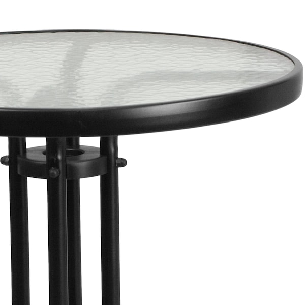 Flash Furniture Bellamy 23.75'' Round Tempered Glass Metal Table - TLH-070-1-GG