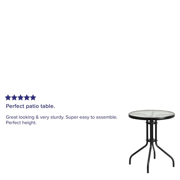 Flash Furniture Bellamy 23.75'' Round Tempered Glass Metal Table - TLH-070-1-GG