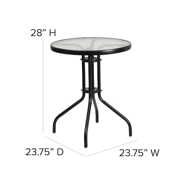Flash Furniture Bellamy 23.75'' Round Tempered Glass Metal Table - TLH-070-1-GG