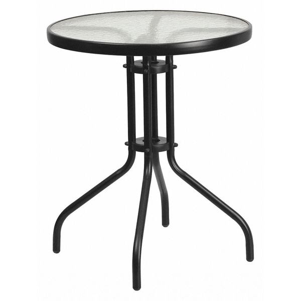 Flash Furniture Bellamy 23.75'' Round Tempered Glass Metal Table - TLH-070-1-GG