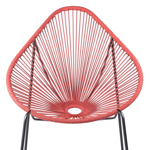 Armen Living Acapulco Indoor Outdoor Steel Papasan Lounge Chair with Brick Red Rope - LCACSIBRK