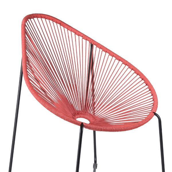 Armen Living Acapulco Indoor Outdoor Steel Papasan Lounge Chair with Brick Red Rope - LCACSIBRK