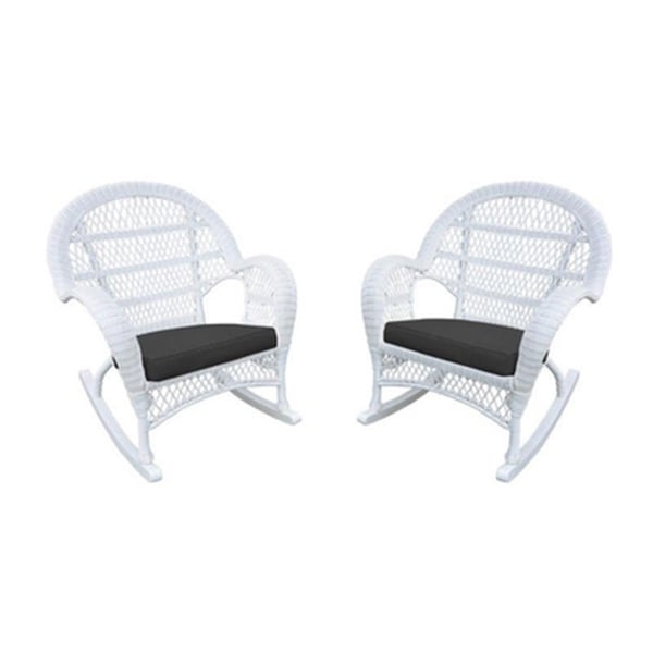 Propation W00209-R-4-FS017-CS White Wicker Rocker Chair with Black Cushion, 4PK - PR3001053