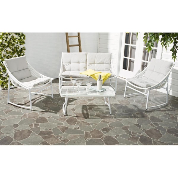Safavieh Berkane Outdoor Set; White & Grey, 4PK - PAT2009A