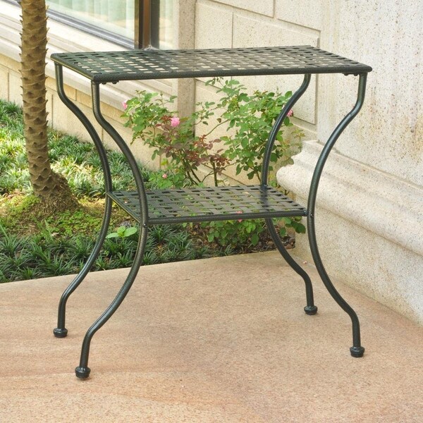 International Caravan Mandalay Iron Rectangular 2 Tier Table, Verdi Green - 3471-HD-VG