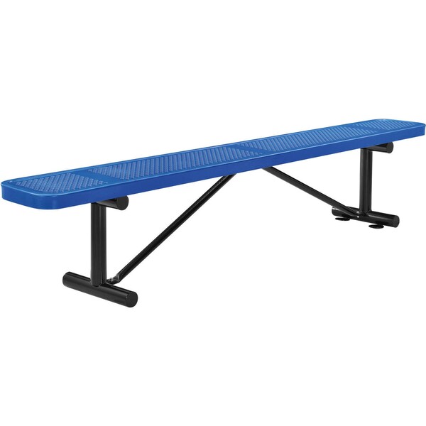 Global Industrial 96 Perforated Metal Outdoor Flat Bench, Blue - 262076BL