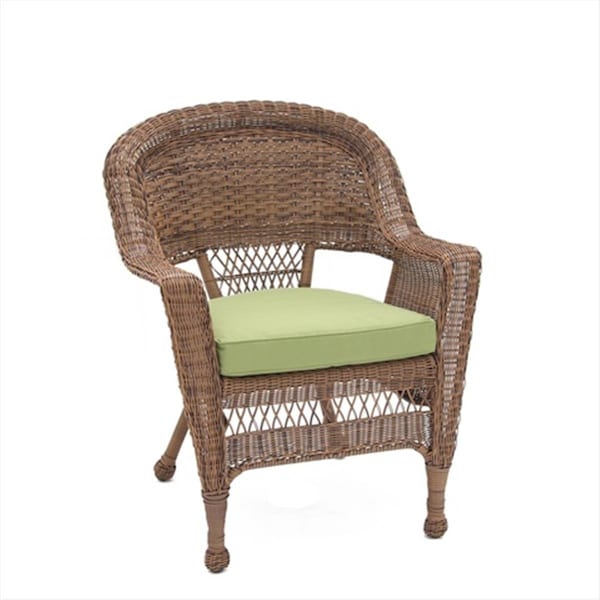 Propation Honey Wicker Chair With Green Cushion - PR2999288