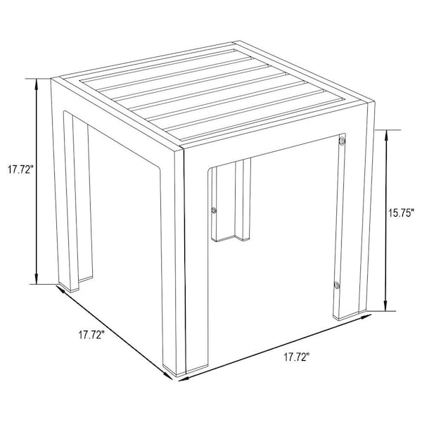 Leisuremod Chelsea Modern Aluminum Patio Side Table, Weathered Grey - CT18WGR