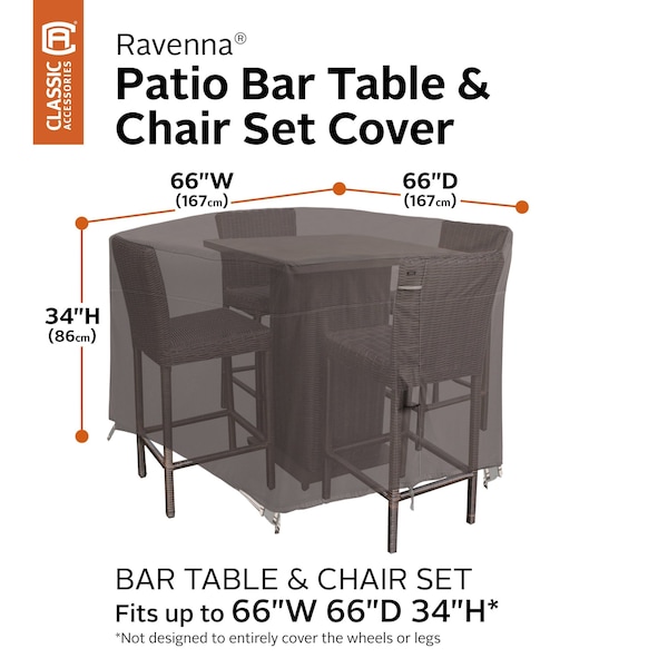Classic Accessories Ravenna Patio Bar Table and Chair Set Cover, 66 x 66 x 34 in. - 56-480-015101-EC