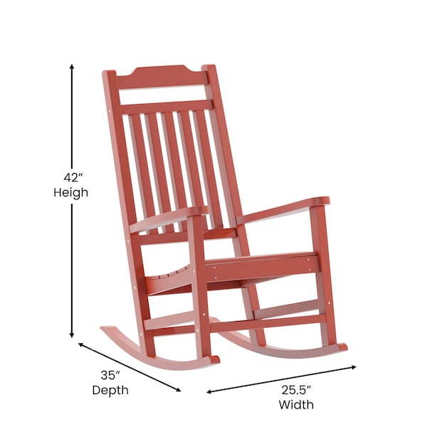 Flash Furniture Winston All-Weather Poly Resin Rocking Chair in Red - JJ-C14703-RED-GG