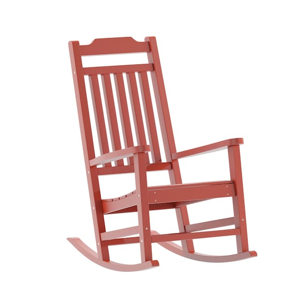 Flash Furniture Winston All-Weather Poly Resin Rocking Chair in Red - JJ-C14703-RED-GG