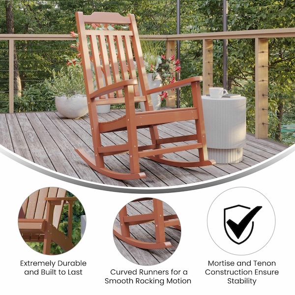 Flash Furniture Winston All-Weather Poly Resin Rocking Chair in Red - JJ-C14703-RED-GG
