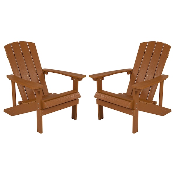 Flash Furniture Teak Poly Resin Adirondack Chair 2PK - 2-JJ-C14501-TEAK-GG