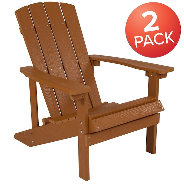 Flash Furniture Teak Poly Resin Adirondack Chair 2PK - 2-JJ-C14501-TEAK-GG