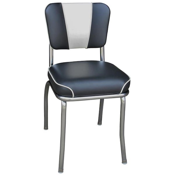 Richardson Seating Corp Richardson Seating Corp 4220BLKWF 4220 V -Back Diner Chair -Black-White- with 2 in. Waterfall Seat  - Chrome - 4220BLKWF