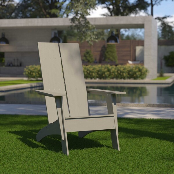 Flash Furniture Gray Modern Dual Slat Back Adirondack Chair - JJ-C14509-GY-GG